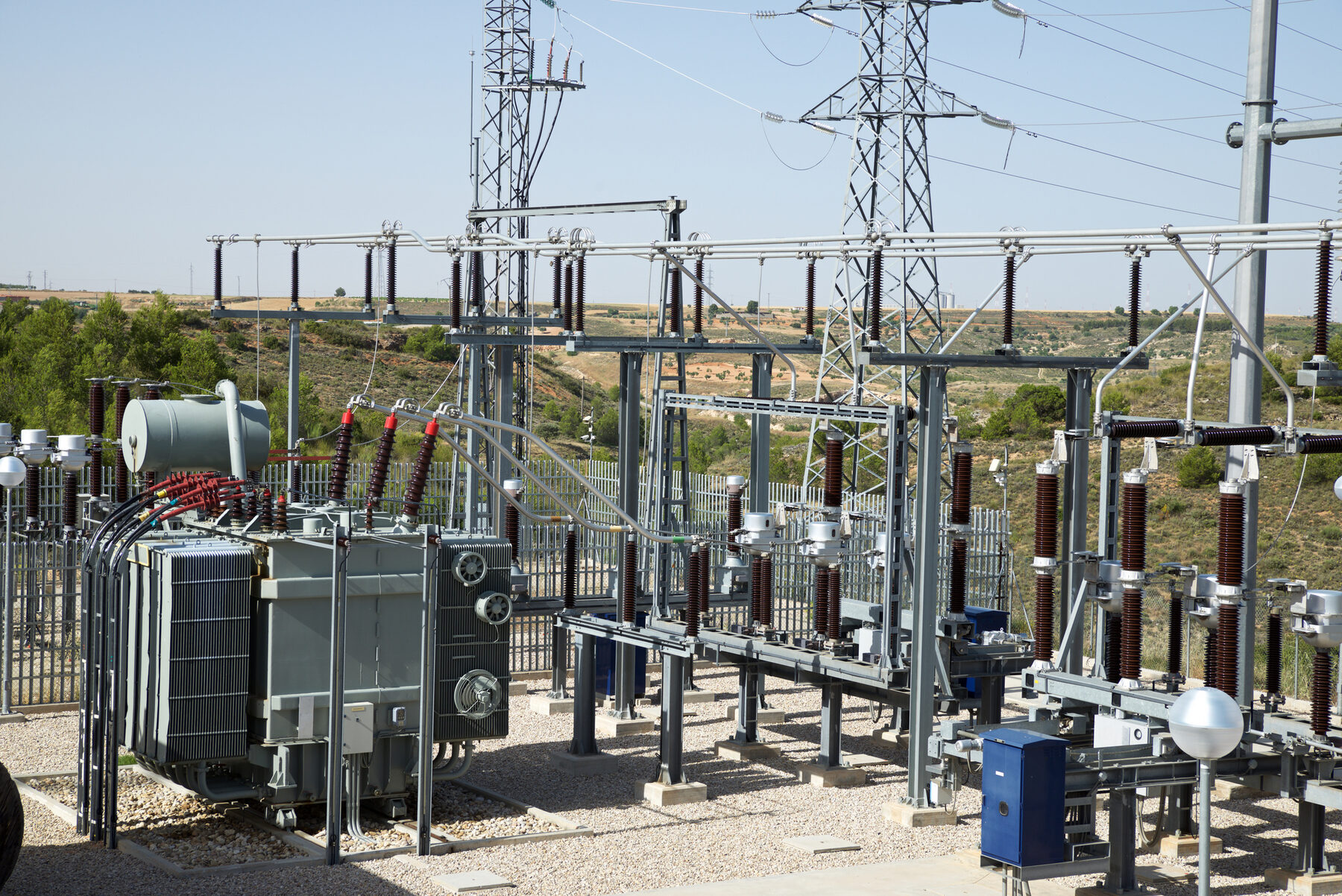 High-voltage substation switchyard